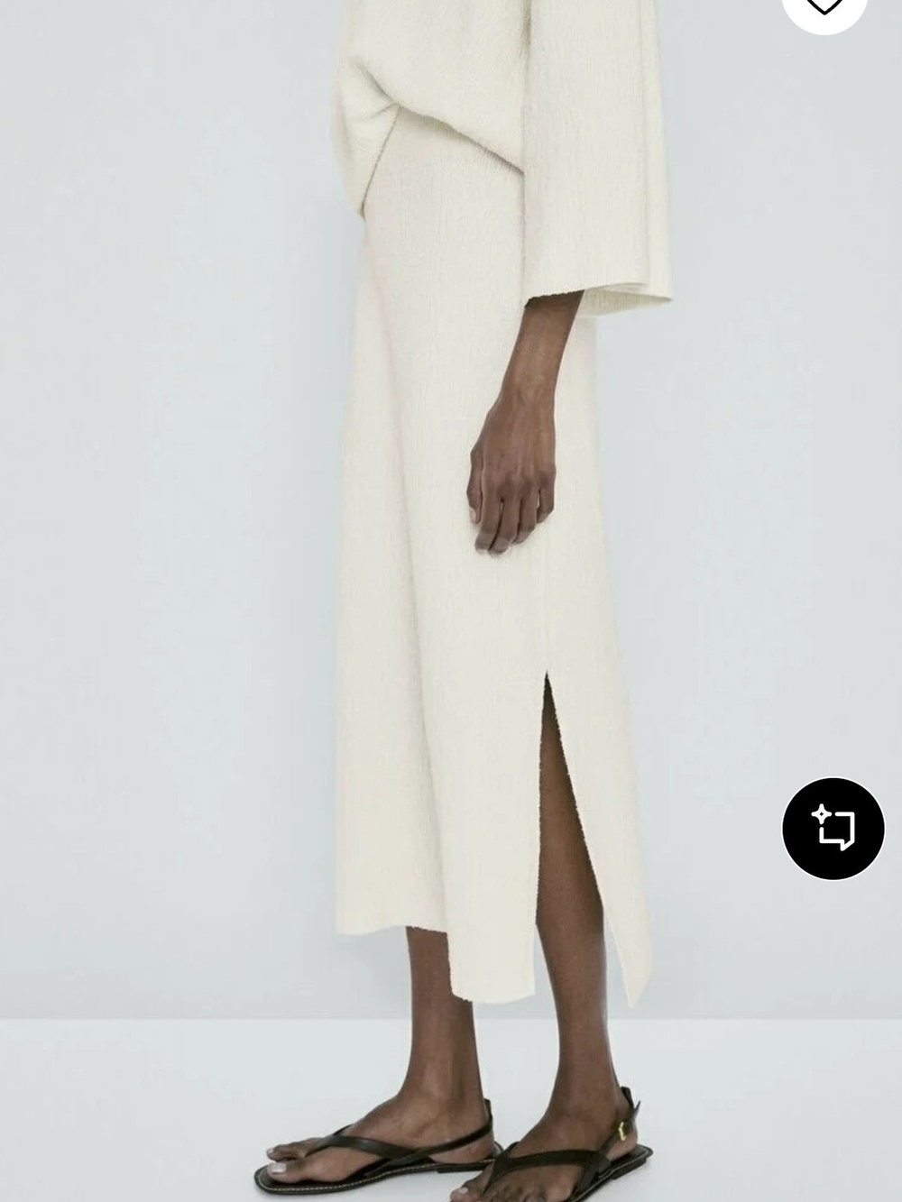 Massimo Dutti NWT Cream Ribbed Midi Skirt S